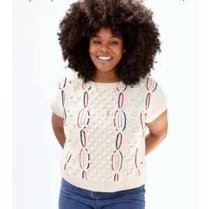 Clare V cropped Cream Cable Knit Sweater Medium